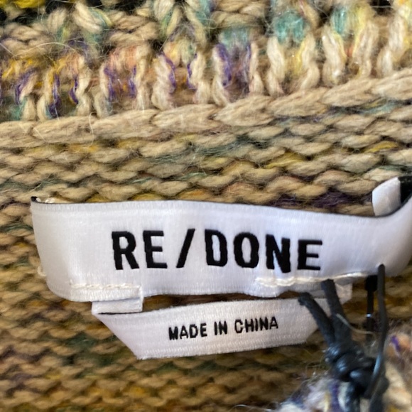 NWT Re/Done 50s crewneck cotton mohair mix sweater, multi-colored, Women’s Large - Picture 6 of 11